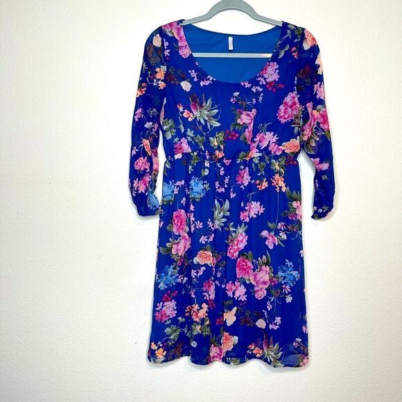Pink blush‎ maternity floral chiffon dress - Picture 1 of 8